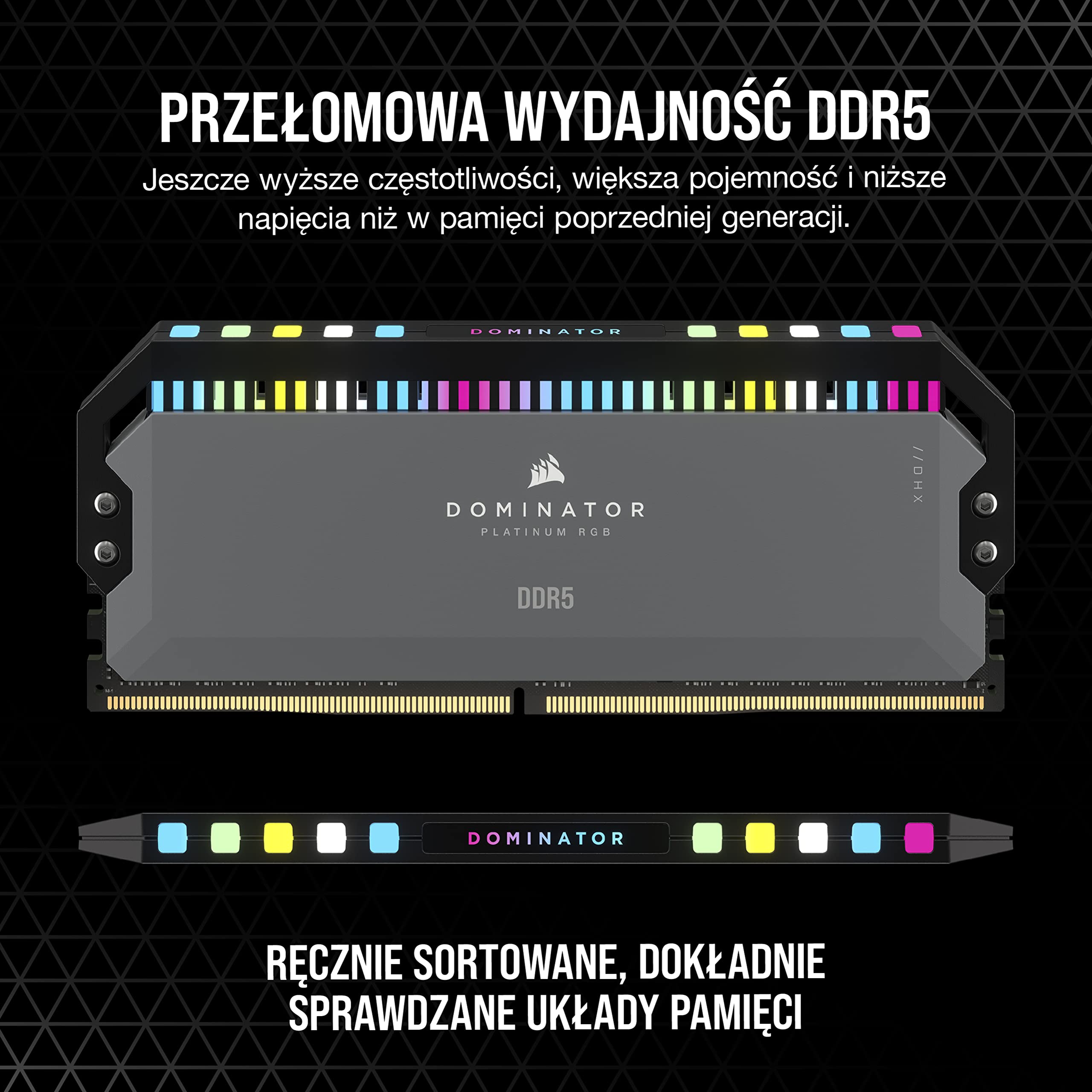 CORSAIR DOMINATOR PLATINUM RGB DDR5 32GB (2x16GB) DDR5 do 5600MHz CL36 AMD EXPO Intel XMP iCUE Kompatybilna Pamięć Komputerowa – Szara (CMT32GX5M2B5600Z36)