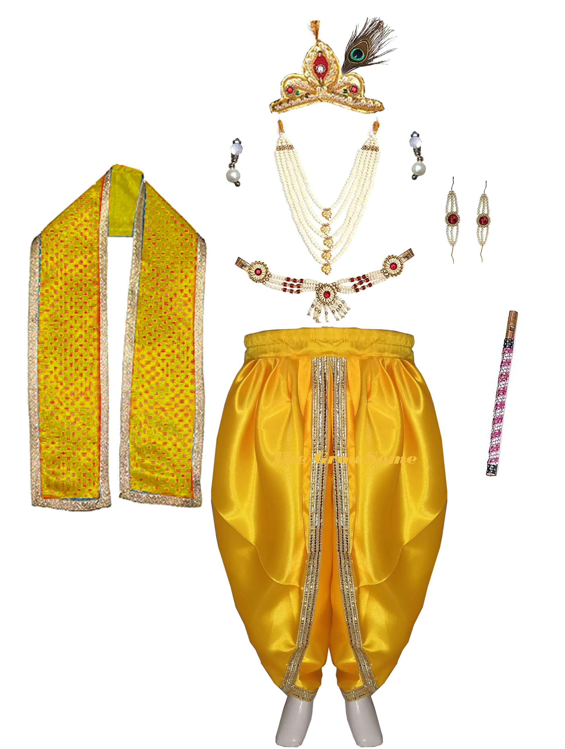 Lord Krishna Costume for Kids| Baby Krishna Dress for Janmashtami| Fancy Dress Costume for Baby Boys/Girls| Krishna Dress for Kids without cummerbund