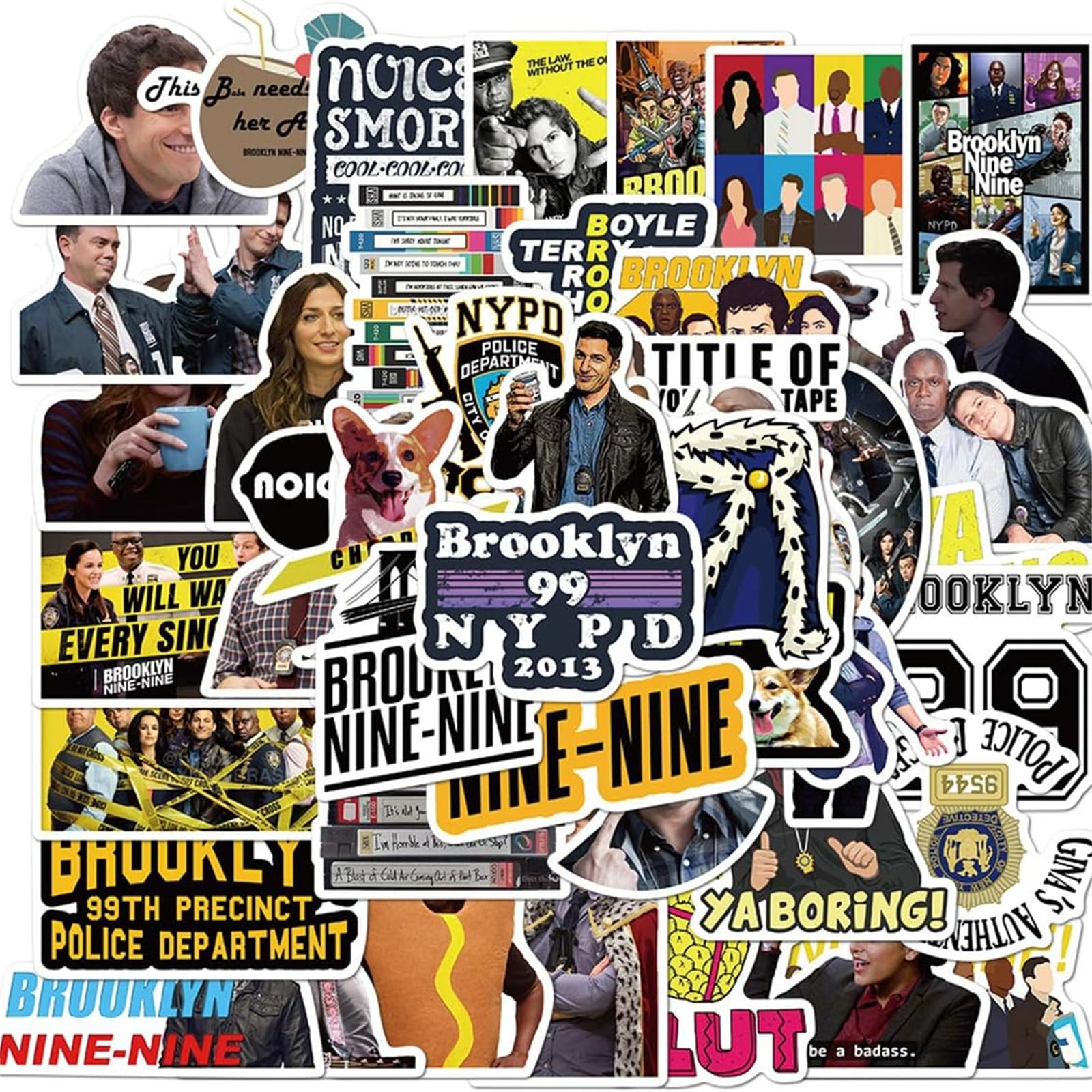 ZCXDF 50pcs Brooklyn Nine-Nine Stickers Pack, Cool TV Show for Kids Teens Adults,Vinyl Waterproof Stickers for Laptop,Car Bumper,Luggage,Skateboard,Water Bottles,Phone.