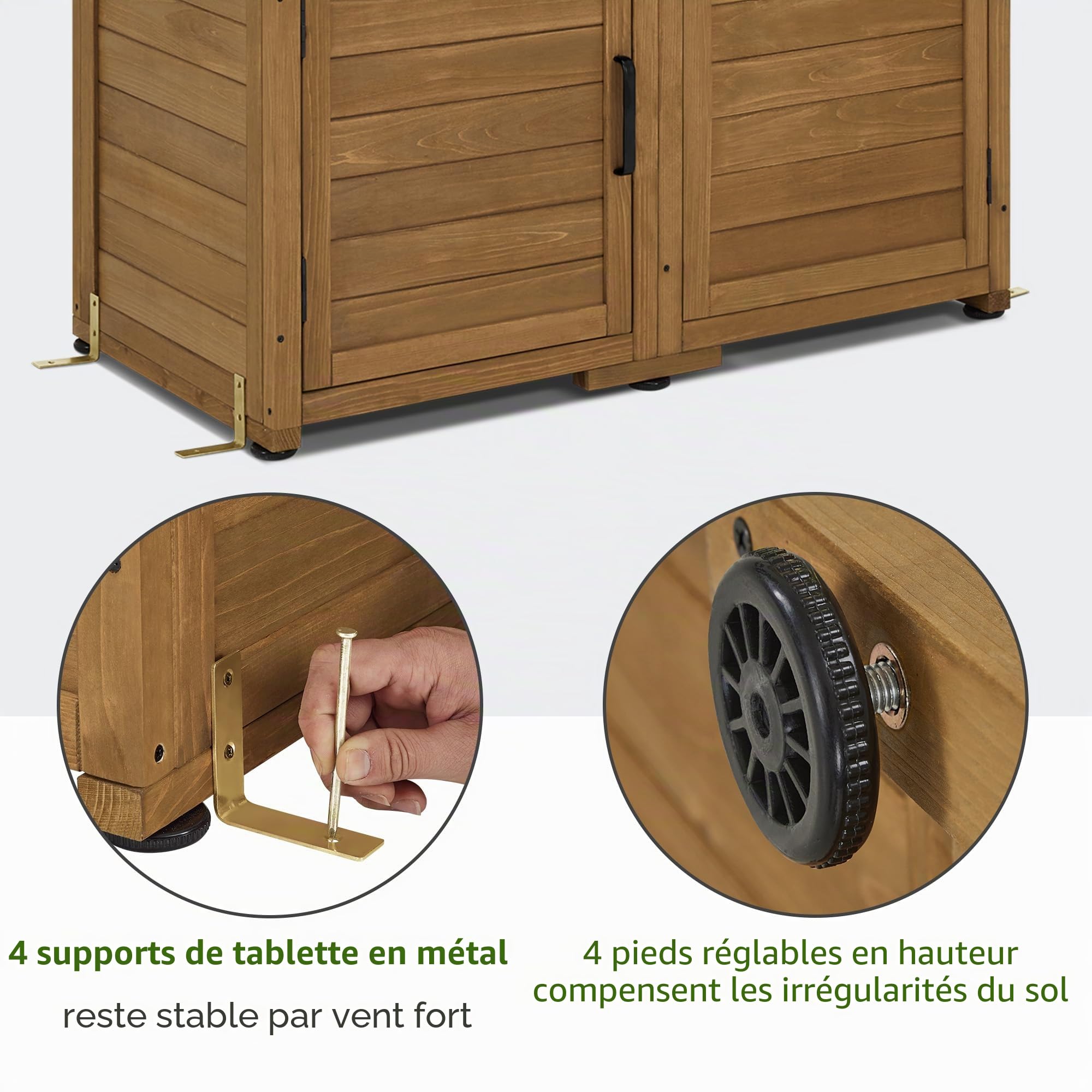 M MCombo Armoire de Jardin Abri de Jardin en Bois Résistant aux intempéries, abri de Jardin extérieur Étanche, pour l'extérieur Balcon Terrasse, 55×110×175 cm, 0130D (Naturel)