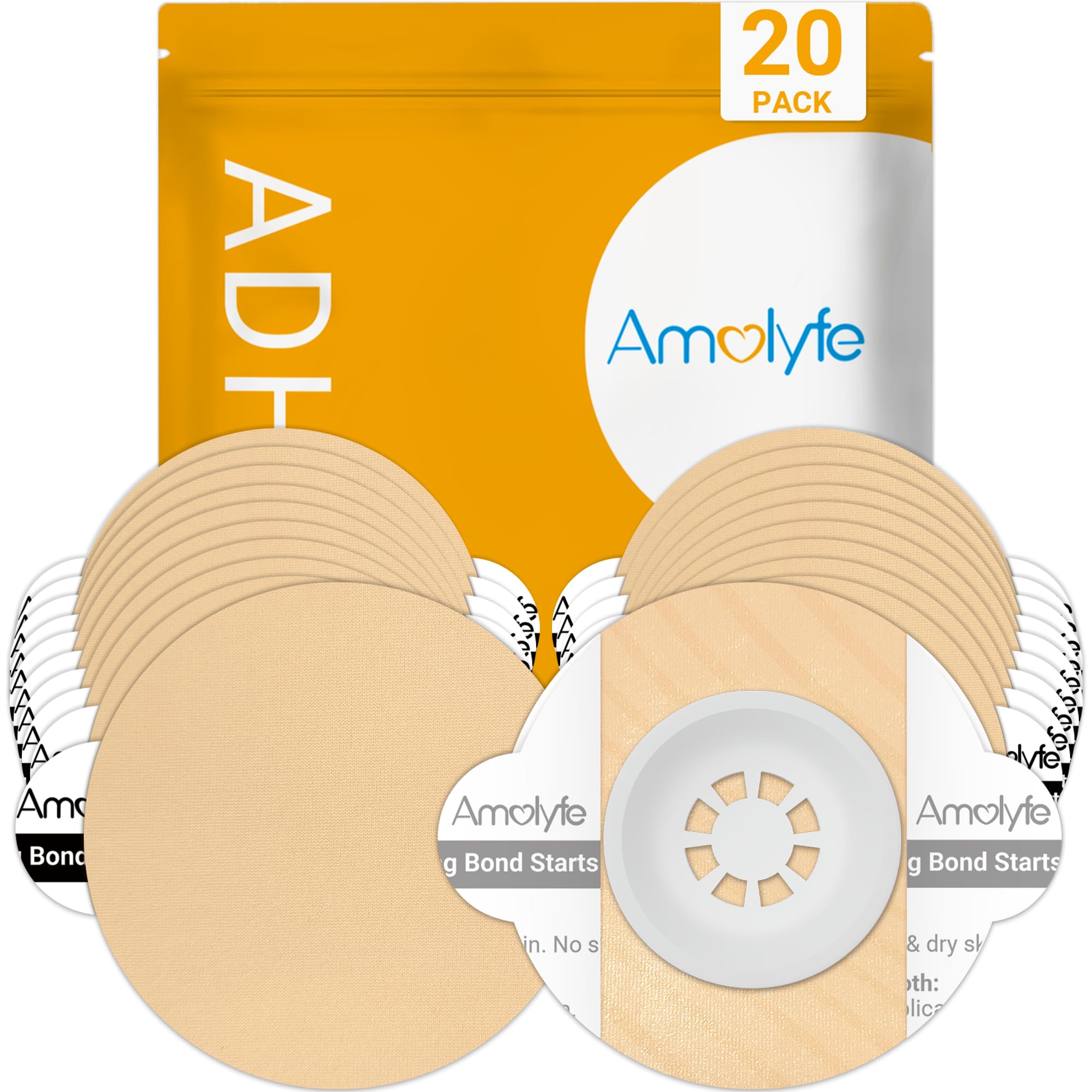 Libre 3 Sensorabdeckungen, wasserdicht, 20 Stück, Freestyle Libre 3 Plus, stoßsicher mit harter Kappe, wasserdicht, atmungsaktiv, medizinische CGM-Klebepflaster, 14-Tage-CGM-Schutz, Beige