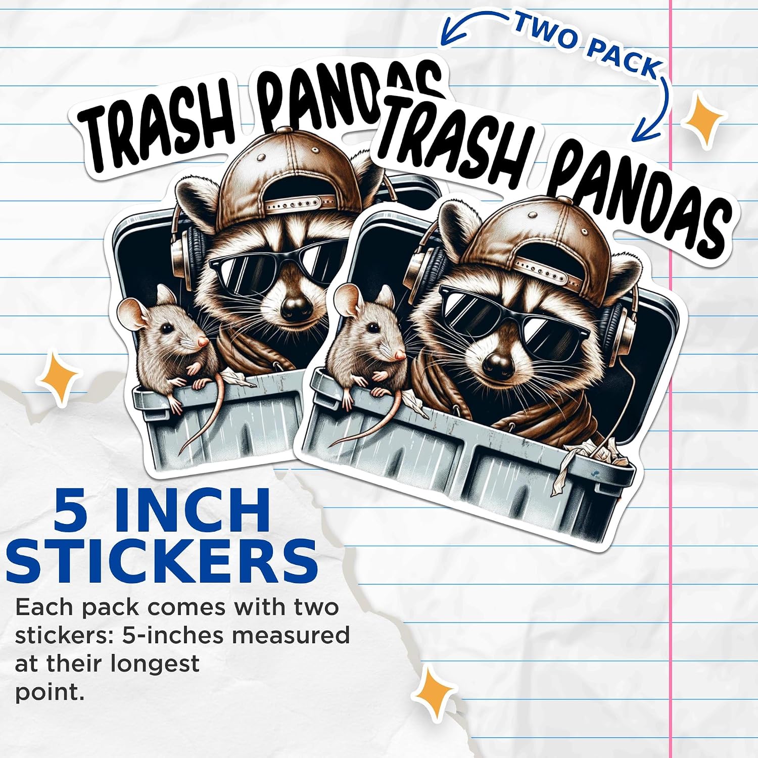 (2 Pack) Trash Pandas Sticker - Funny Raccoon Critters Creatures - Outdoorsman - 5 Inches On Longest Side - Premium Vinyl - for Cars, Trucks, Skateboards, Laptops - Made in USA - BMCS0501 image 3