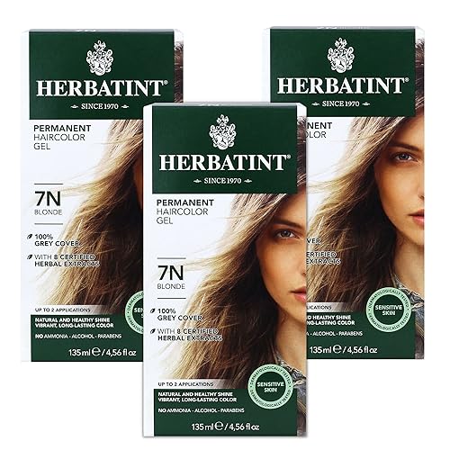 Herbatint Gel permanente para teñir el cabello, rubio 7N, sin alcohol, vegano, 100% cobertura de canas, 4.56 onzas (paquete de 3) disponible en Yaxa Costa Rica