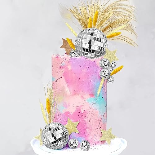 Miniatura 5 de 14 piezas de 1.18 pulgadas, 1.57 pulgadas, 1.97 pulgadas, 2.36 pulgadas, adornos de decoración de pastel de bola de discoteca reflectante de los