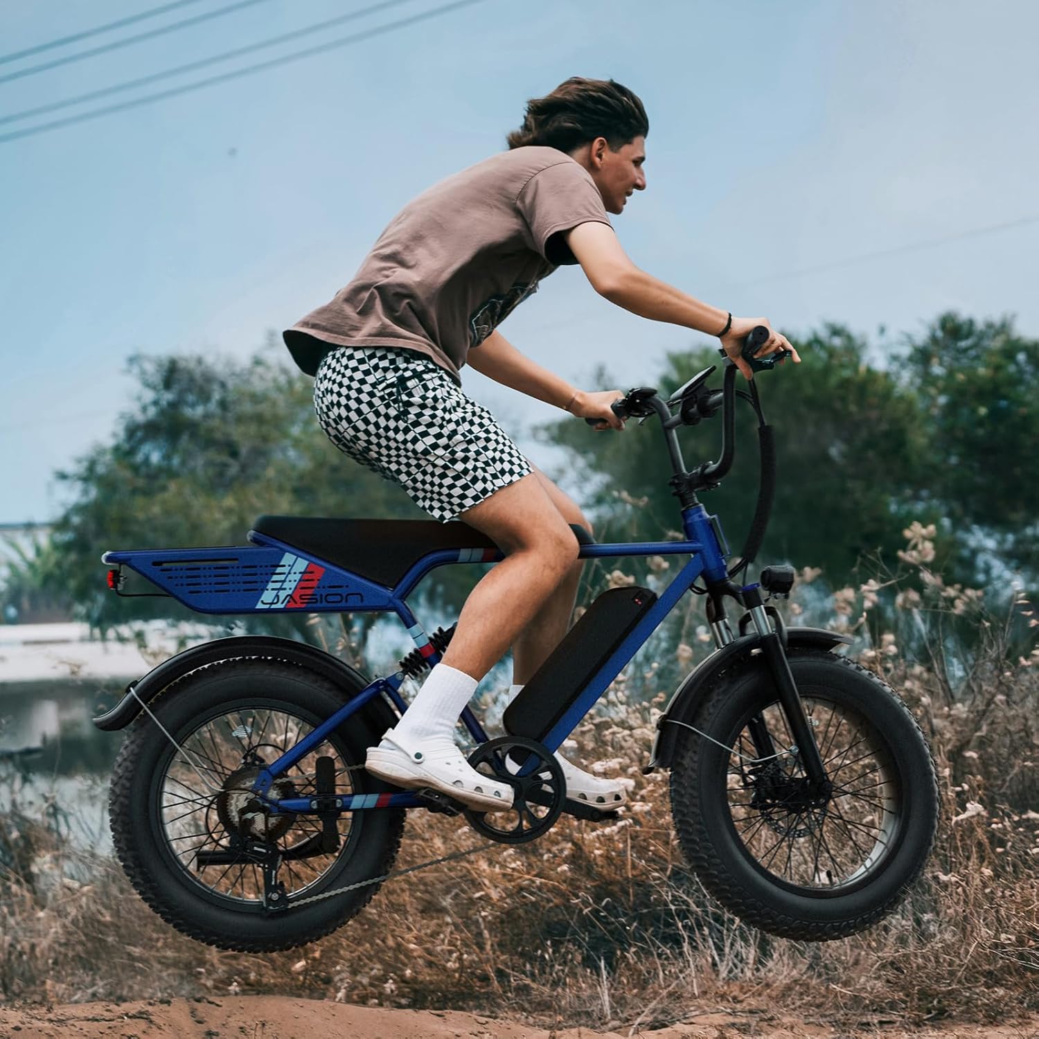 Jasion RetroVolt Electric Bike for Adults, 1500W/2000W Peak - 30/38MPH Electric Dirt Bike, 48V-52V, 13AH/20AH Battery, 65/90Miles Max Range Electric Motorcycle, 20'' X 4'' Fat Tire All-Terrain E-Bike