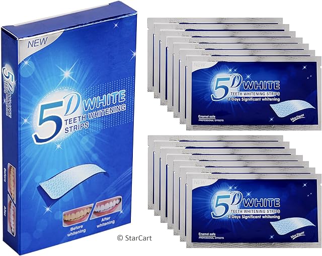 Smile Kit Professional 5D Teeth Whitening Strips - 14 Pouches (28 Strips) - Non-Peroxide Enamel Safe - Home Use