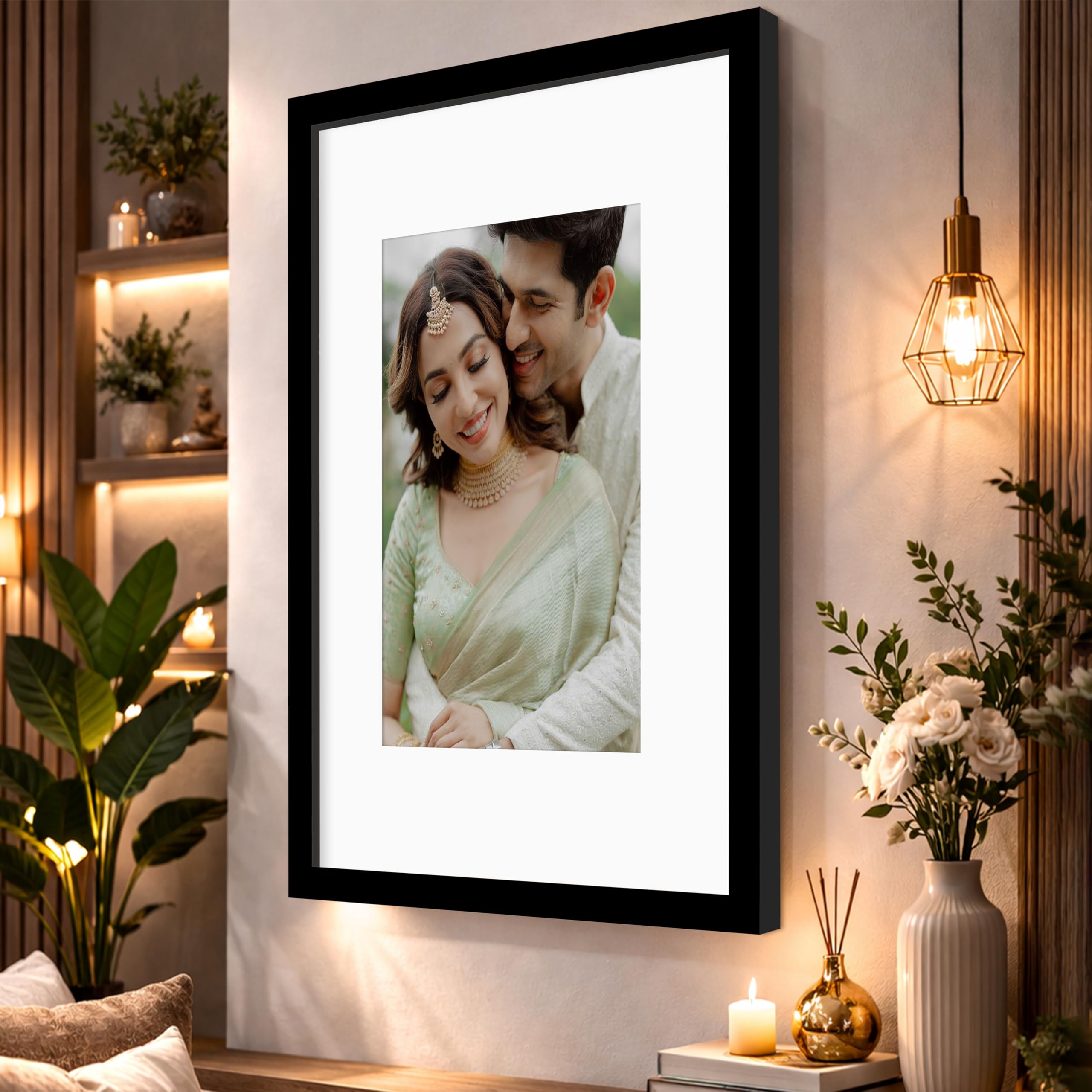 Art Street Synthetic Document Large Size Wall Photo Frame, Big Frames For Wall Artwork, Certificates, Picture & Photographs Home Decor(16x24 Inch, Matted To: 12X16-A3 Inch, Black)