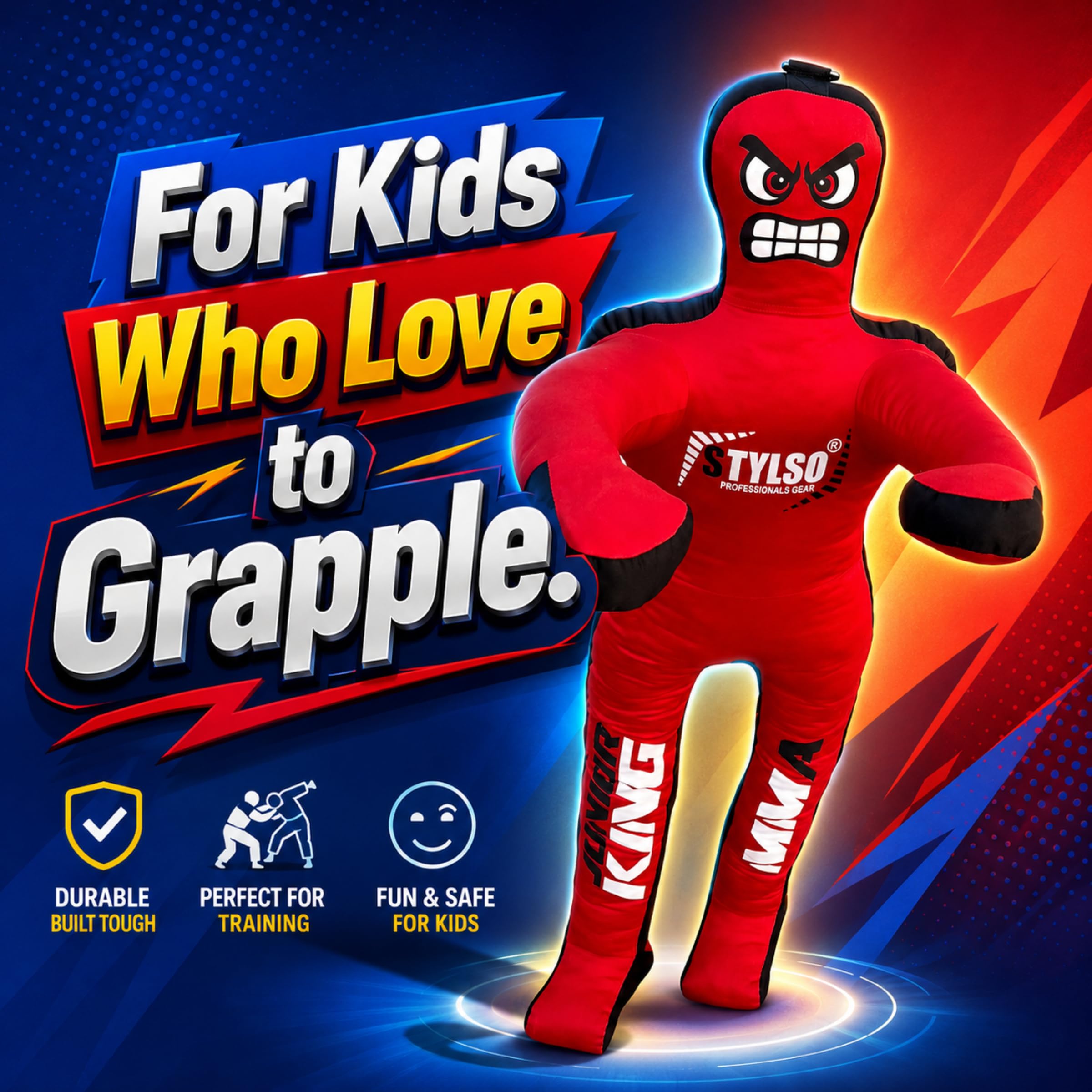 Chupete de Lucha Libre sin Relleno para niños – El Mejor compañero de Entrenamiento para agarrar Jiu Jitsu BJJ MMA Judo – Libera tu potencial con Nuestro compañero de Boxeo Juvenil sin Relleno (Rojo,