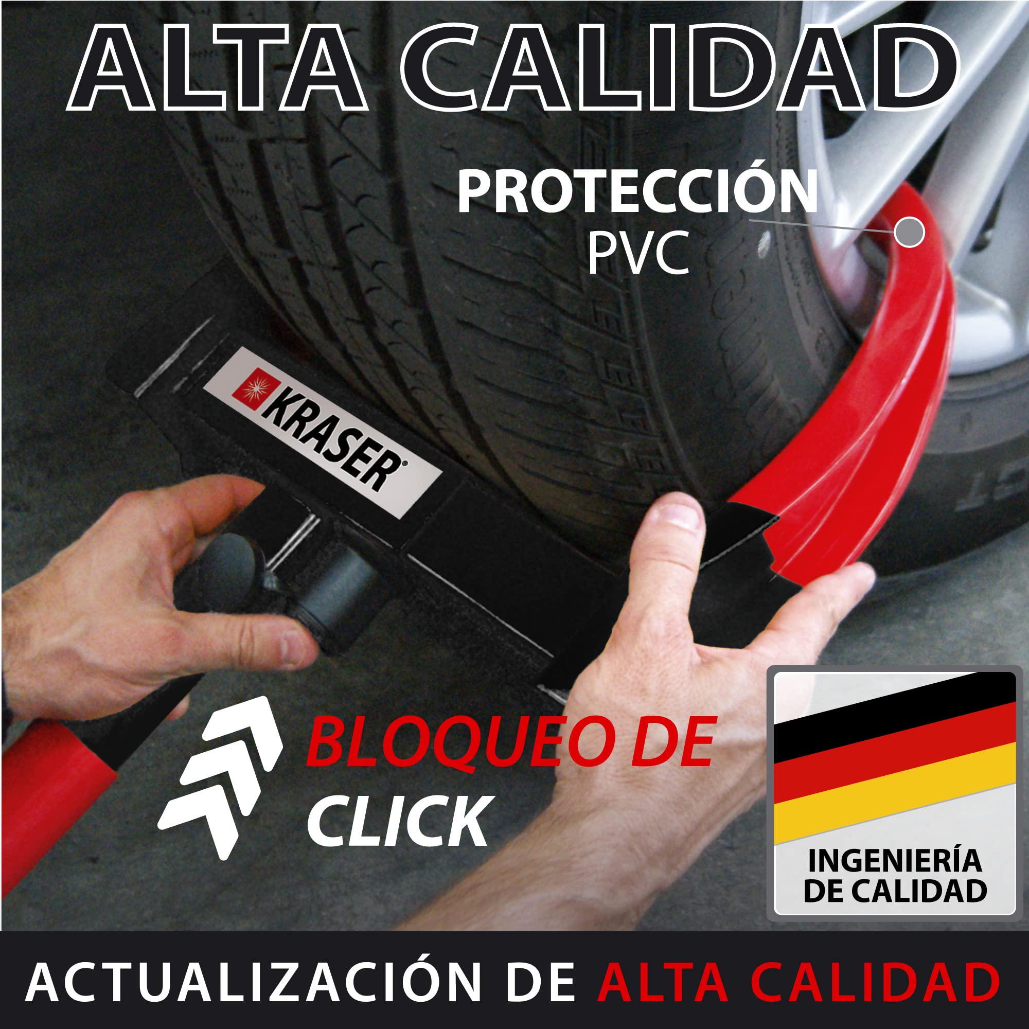 KRASER KR820 Cepo Coche Antirrobo, N1 Alemania, Testado Anti Taladro, Protección Que tranquiliza, Inmovilizador Cepo Rueda, Antirrobo Coche, Universal Caravana, Remolque, SUV, Furgoneta, Moto