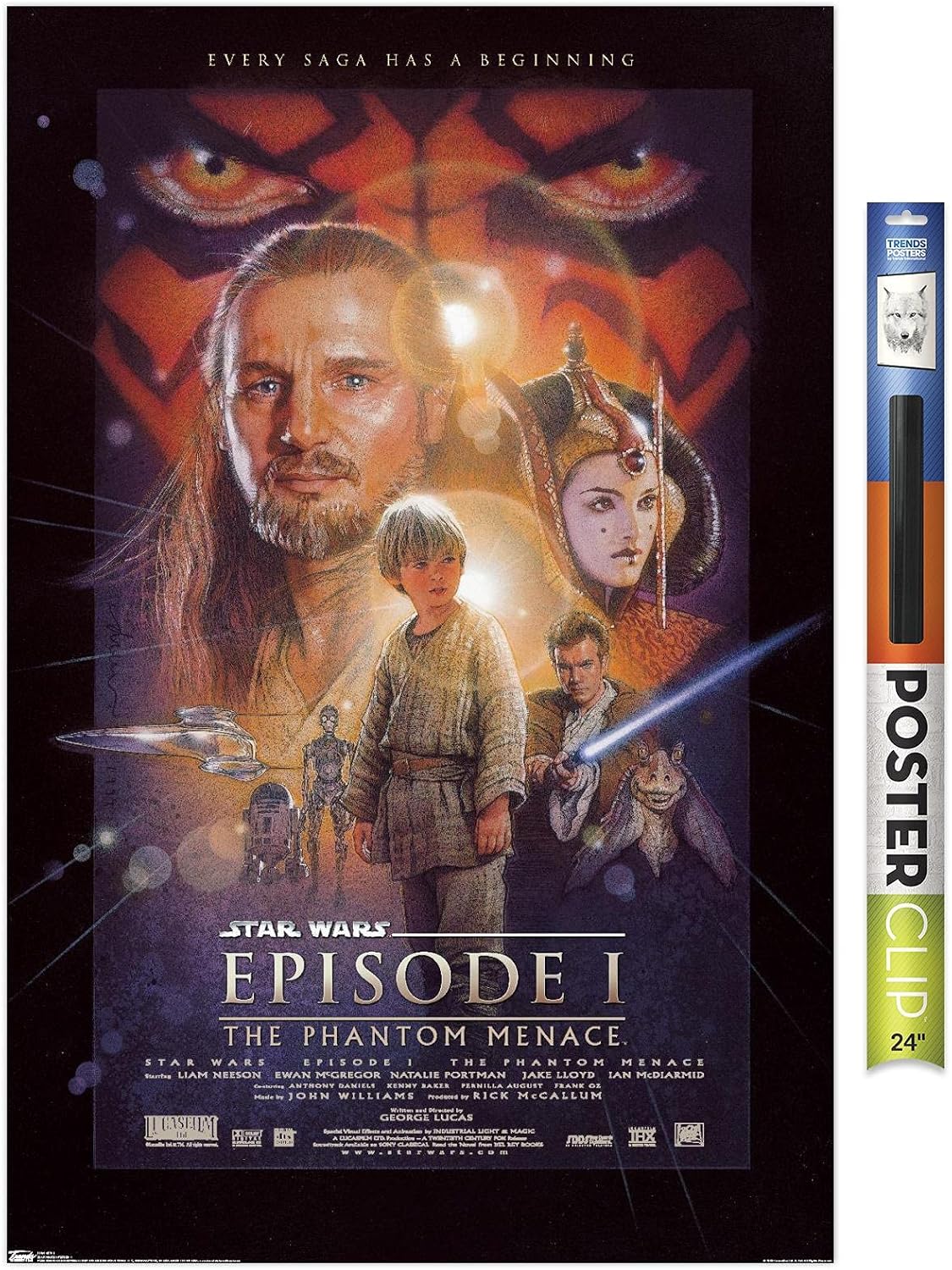 Trends International Star Wars: The Phantom Menace - One Sheet Wall Poster, 22.375" x 34", Black Framed Version