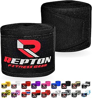 Boxing Hand Wraps for Men- Cotton Hand Gloves with Hook & Loop Strap & Thumb Loop -Elasticated Bandages Wrist Support tape -Great for MMA, Muay Thai, Kickboxing- Unisex Adult Pair