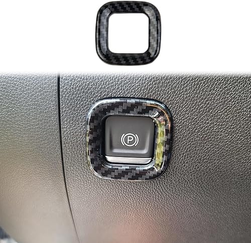 Fewshaw Anillo de botón de freno de estacionamiento electrónico de fibra de carbono para Chevy Silverado 1500GMC Sierra 1500 2020-2025 para Sierra