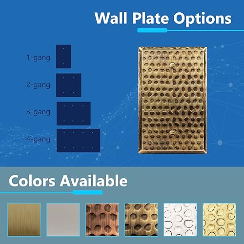 Vista 18 de LIDER Placa de pared de metal en blanco, cubierta de salida de acero inoxidable, resistente a la corrosión, tamaño mediano de 1 banda, 4.88 x 3.11