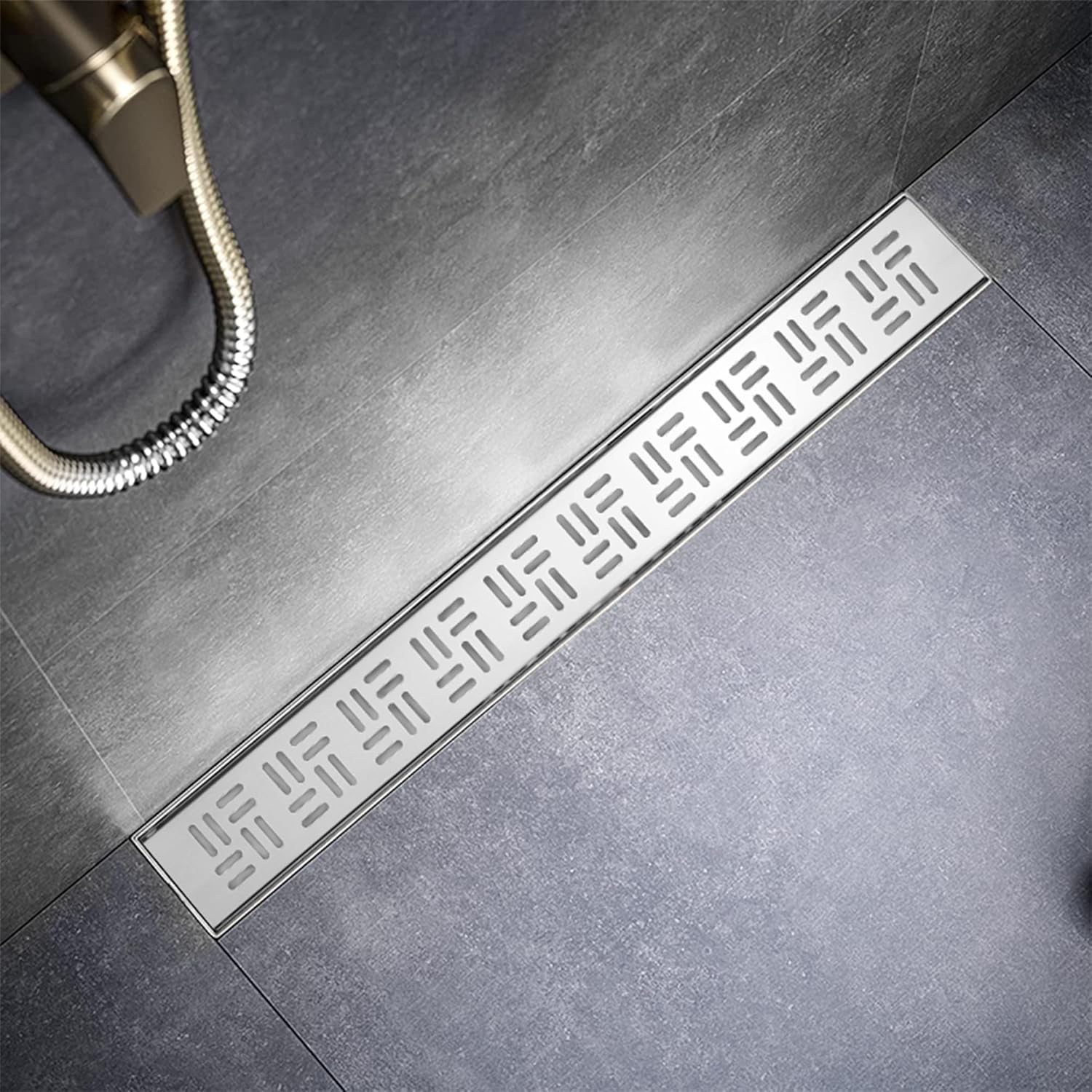 Sharp-tec Shower Drain, 24 inch Linear Shower Drain, Brushed 304 Stainless Steel Rectangular Shower Floor Drain with Adjustable Leveling Feet, Hair Strainer, cUPC Certified, ST-092-24G