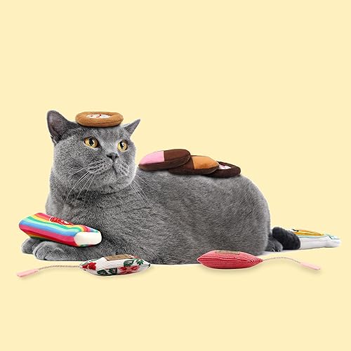Miniatura 4 de Paquete económico de 8 surtidos de dulces, juguetes interactivos naturales para gatos con hierba gatera, juguete con arrugas y plumas, accesorios