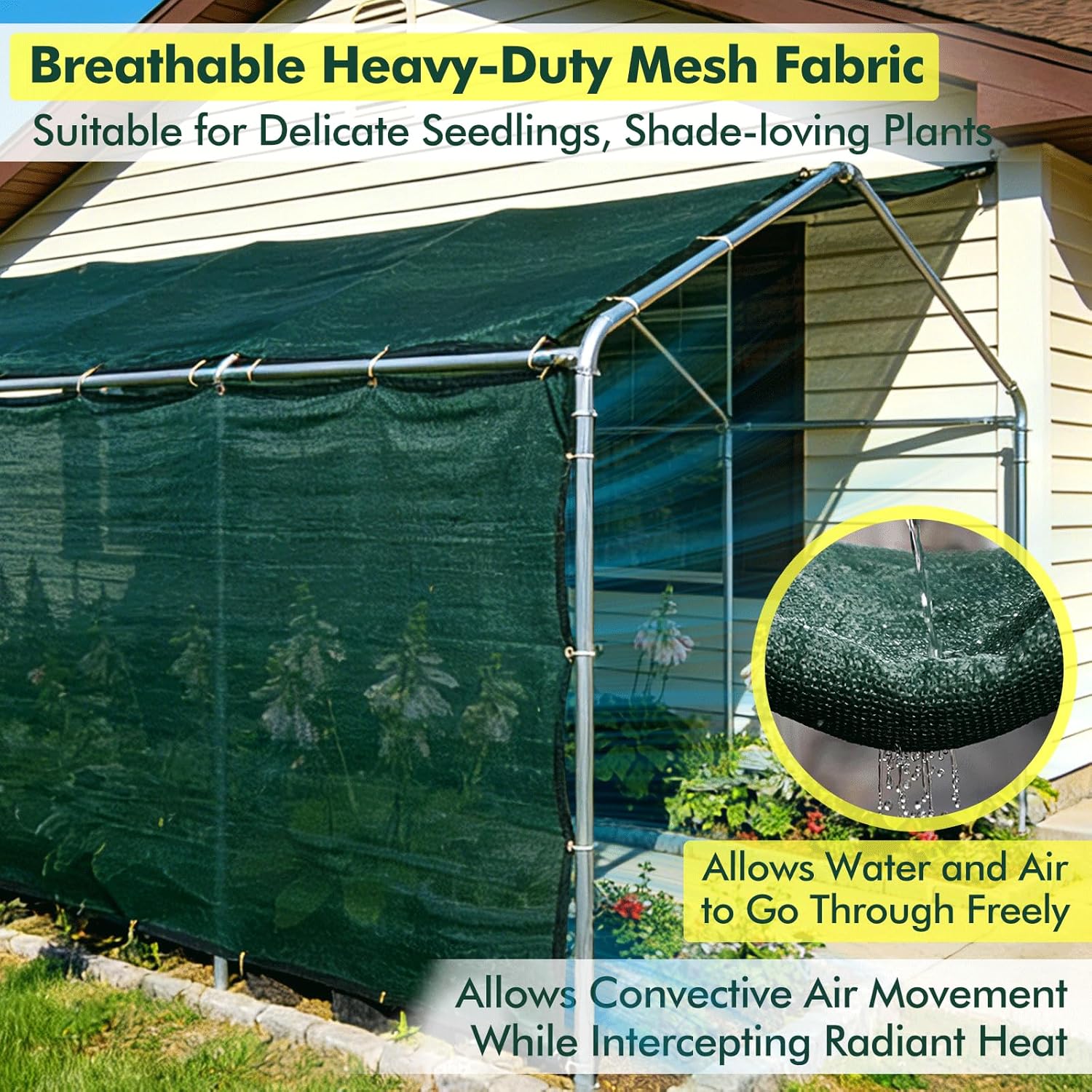 90% Shade Cloth 10x20 ft Sunblock Mesh Tarp, Heavy Duty Garden Sun Shade Fabric with Grommets Every 20’’, UV Resistant Breathable Privacy Screen for Outdoor Patio Greenhouse Backyard Canopy Dog Kennel