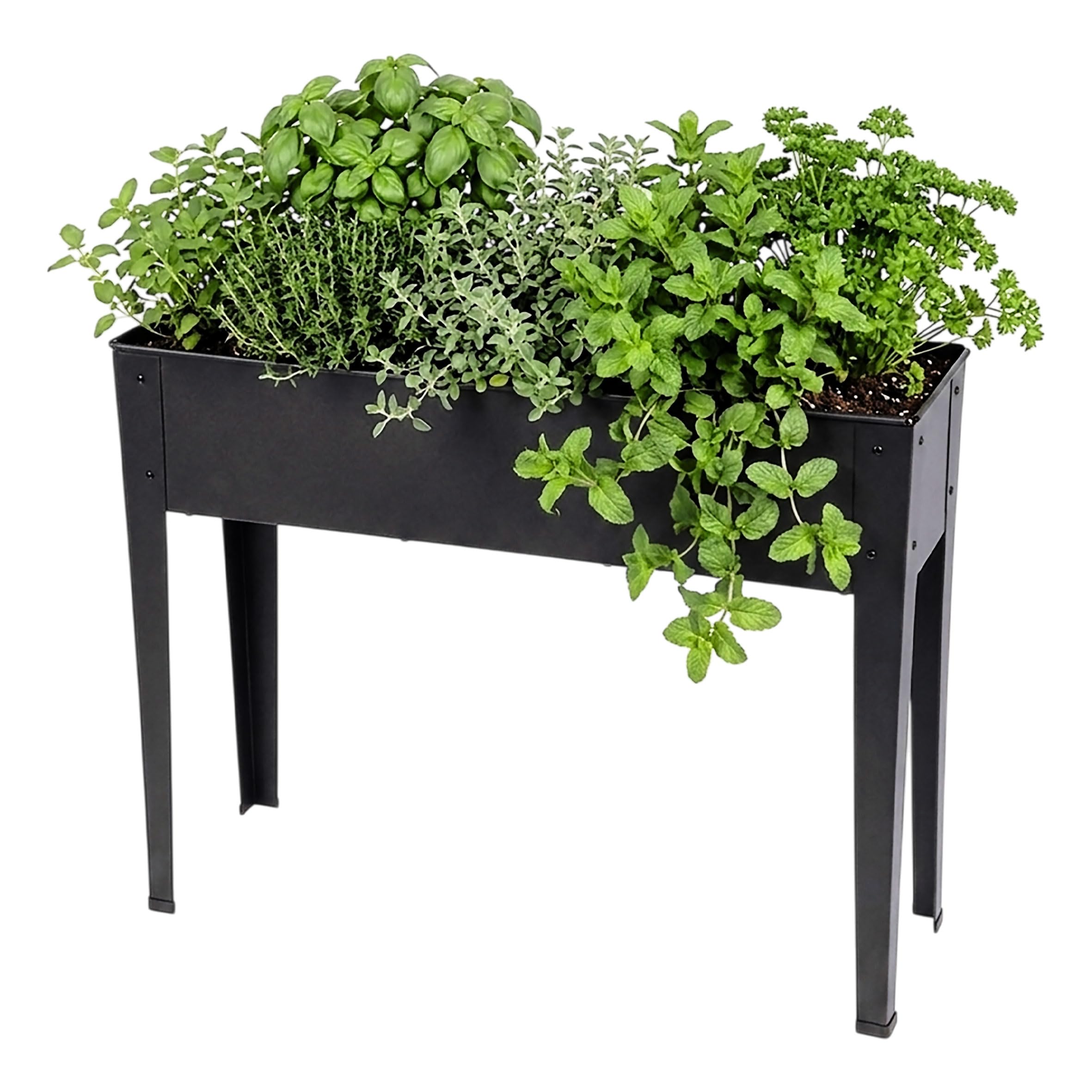Spetebo Bancal de metal antracita con tapas para los pies, 102 x 80 cm, resistente a la intemperie, para verduras y flores, resistente a la intemperie, para hierbas, verduras, balcón, jardín