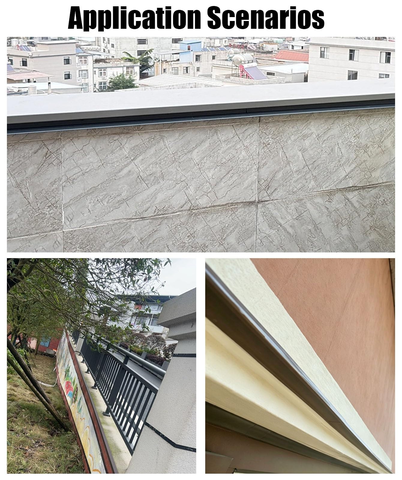 Vierteaguas Muro Perfil Impermeable de Goteo para Pared Exterior | Protector de Borde con Goterón y Sistema Antirretorno; Barrera de Agua Inclinada para Desviar el Agua(Black,5m(16.4ft))