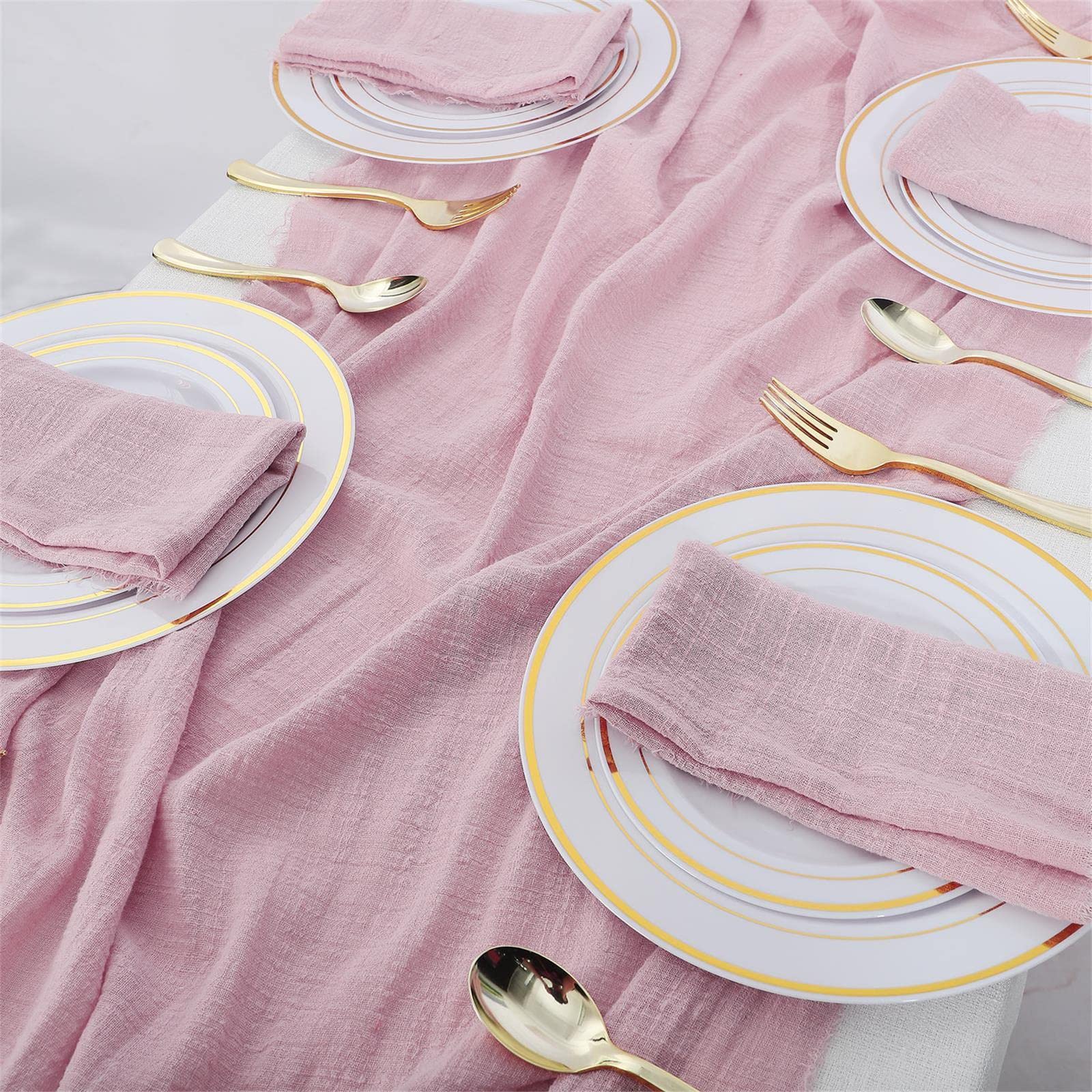 Runner da tavolo in garza rosa Tovaglia romantica in rete di perle Decorazione per tavolo da pranzo per matrimonio Decorazione per feste di compleanno per baby shower