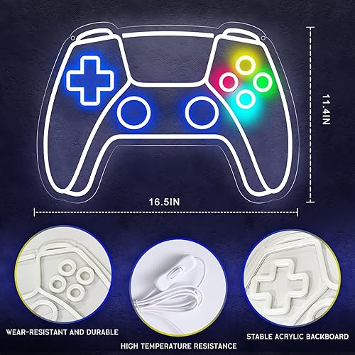 Vista 2 de Letrero de neón con forma de gamepad para decoración de sala de jugadores, letrero de neón para decoración de habitación de niños, letrero de neón