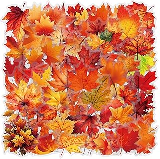단풍나무 잎 스티커 60개, 레드 방수 미적 스티커, 사실적인 투명 단풍나무 잎 PET 스티커, 노트북, 문구류, 수하물용, 휴대폰, 물병, 선물, 청소년 및 성인용(단풍잎)