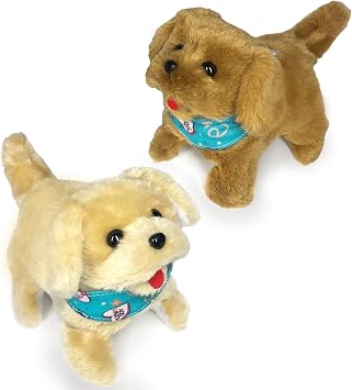 Haktoys Flip Over Puppy Battery Operated Plush Dogs that Somersault Walk Sit and Bark - 2 Premium Quality Toy Puppies for Animal and Pet Loving Toddlers & Kids