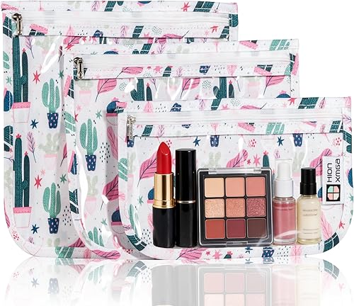 Miniatura 33 de Bolsa de aseo aprobada por la TSA, juego de 3 bolsas de viaje transparentes para artículos de aseo de tamaño de cuarto de galón con cierre