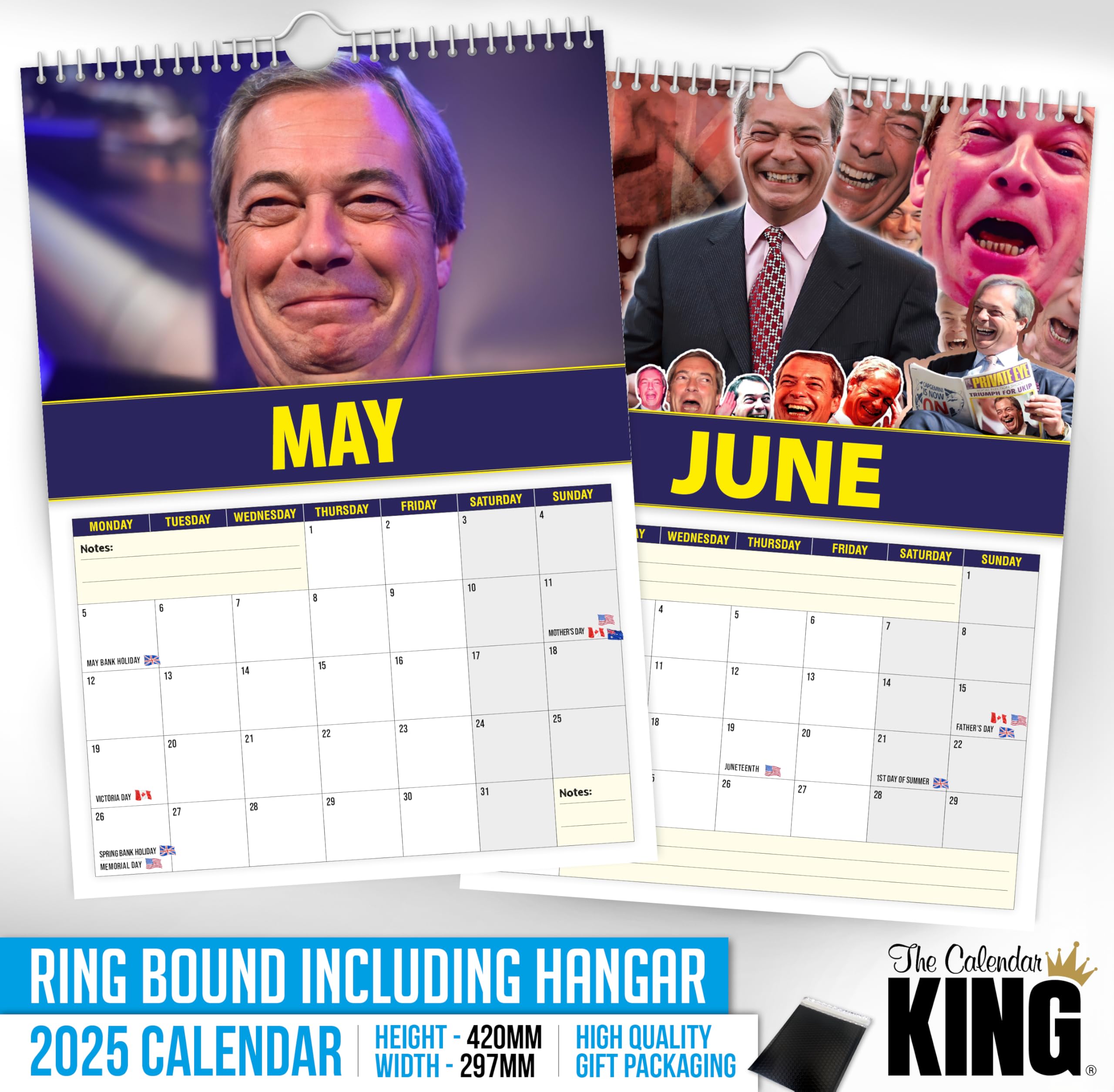 The Calendar King // Nigel Farage - 2026 Wall Calendar (Full Colour, A3 Size) - Image 4