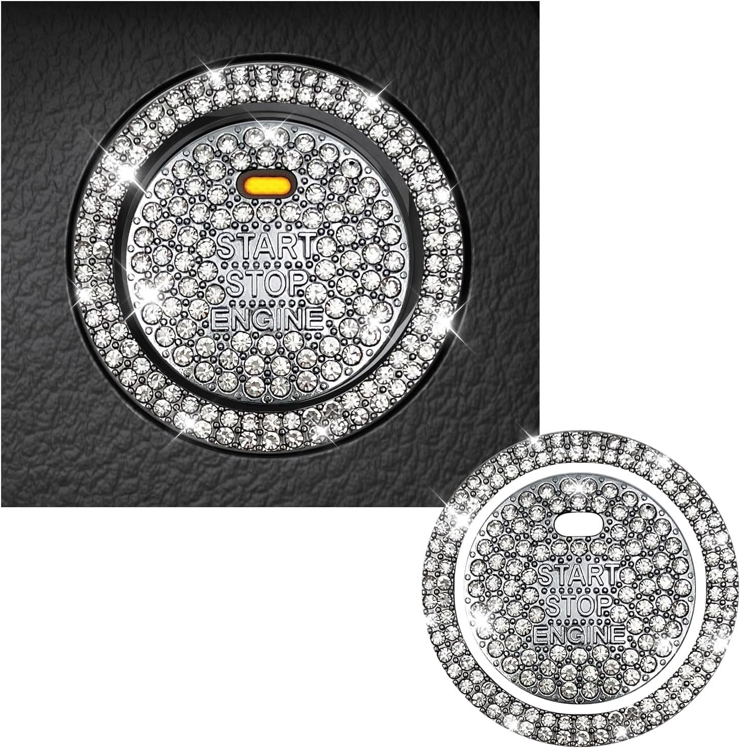 Sylvil Bling Car Push Start Button Sticker, Sparkling Rhinestones Fully Protect
