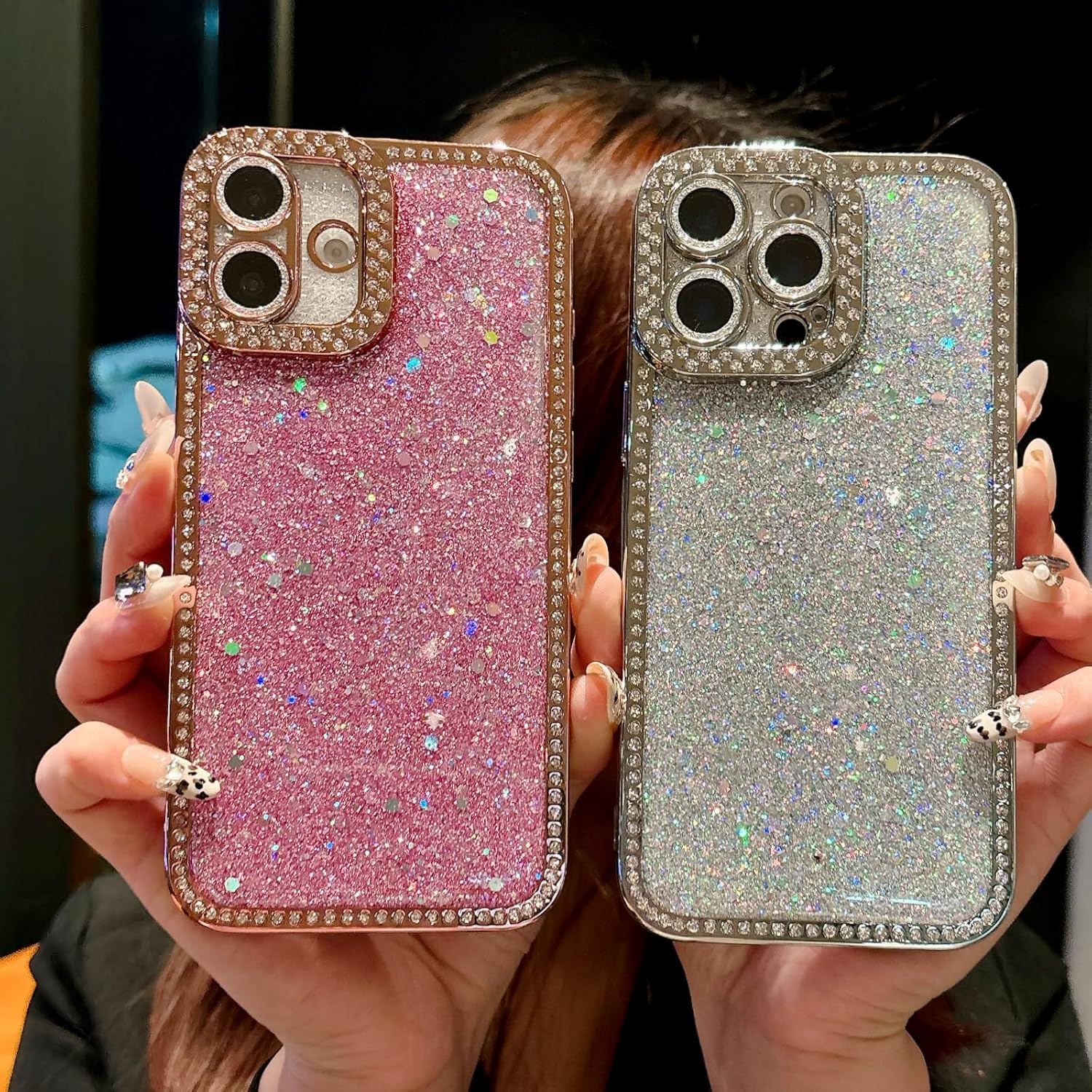 Glitter Bling Case for iPhone 16 Plus, Cute Luxury Sparkly Shiny Crystal Diamond Rhinestones Sequin with Camera Protector Soft TPU Bumper Shockproof Women Girls Case for iPhone 16 Plus,Silver - Image 6