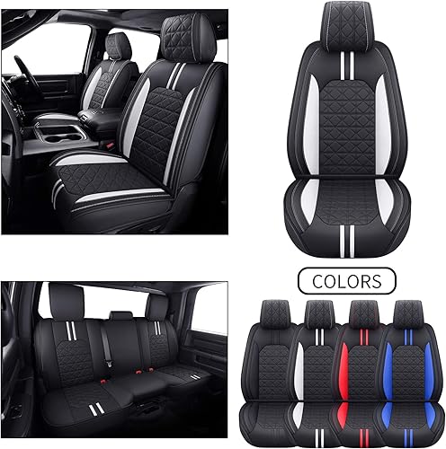 Miniatura 7 de YIERTAI - Fundas de asiento para Dodge RAM, camiones 2009-2022, 1500 HD, 2010-2022, 25003500HD, Set completo, de doble cabina y cabina cuádruple, de