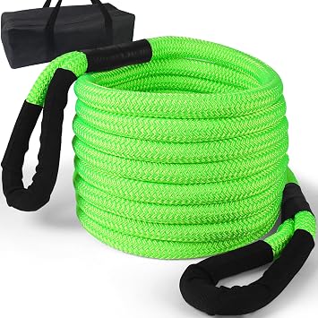 3/420 ft Kinetic Recovery Rope Green,19200LBS Offroad Power Heavy-Duty Vehicle Kinetic Tow Rope,for Jeep car Truck ATV UTV SUV