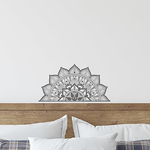Calcomanía de pared con diseño de mandala, diseño de cabecera de yoga, para dormitorio principal, diseño de mandala, diseño bohemio, arte de pared