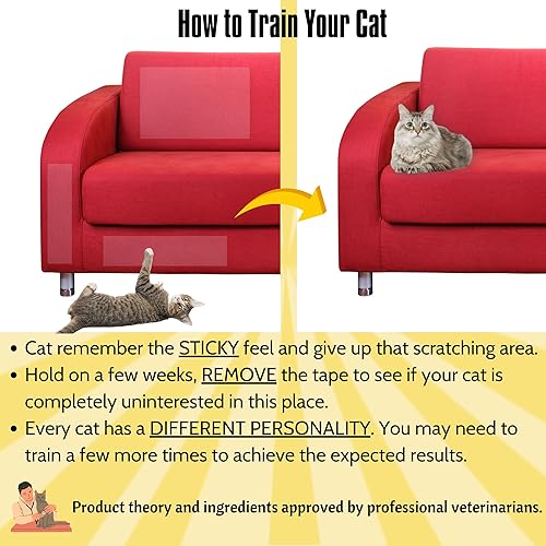 Miniatura 5 de 18 cintas de entrenamiento para gatos, cinta adhesiva de doble cara para gatos, protector de sofá contra garras de gato, protector de muebles de