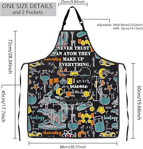 Miniatura 2 de MBMSO Delantal de ciencia - Divertido delantal de técnico de laboratorio 'Never Trust an Atom' - Perfecto para los amantes de la ciencia