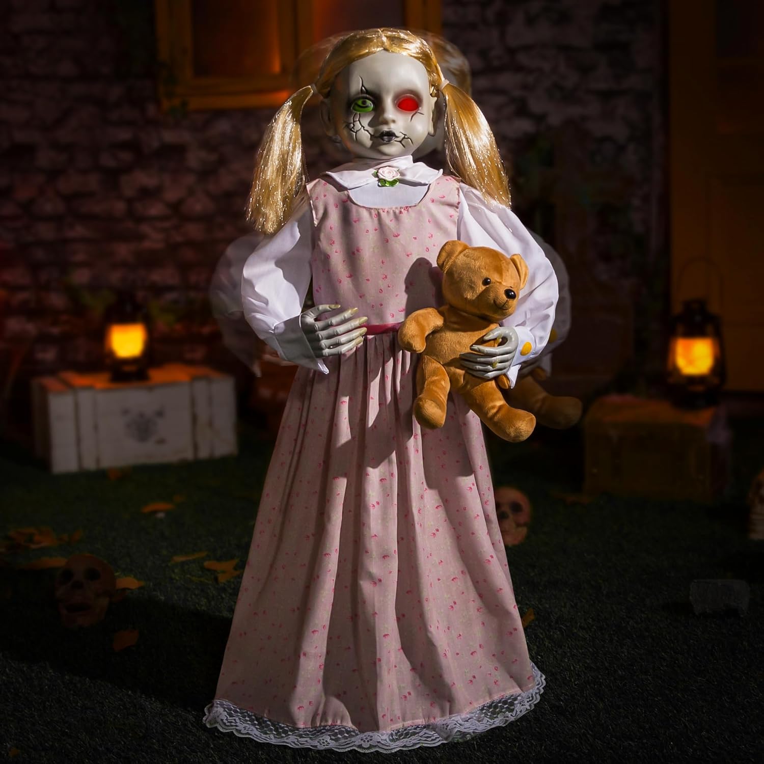 Halloween Animatronics 36inch Doll, 3ft Animated Decorations with Sound Activated, Creepy Sound, Light Up Eyes, Scary Move, Haunted House Holiday Spooky Decor Horror Prop for Indoor, Outdoor, Yard 3ft doll
