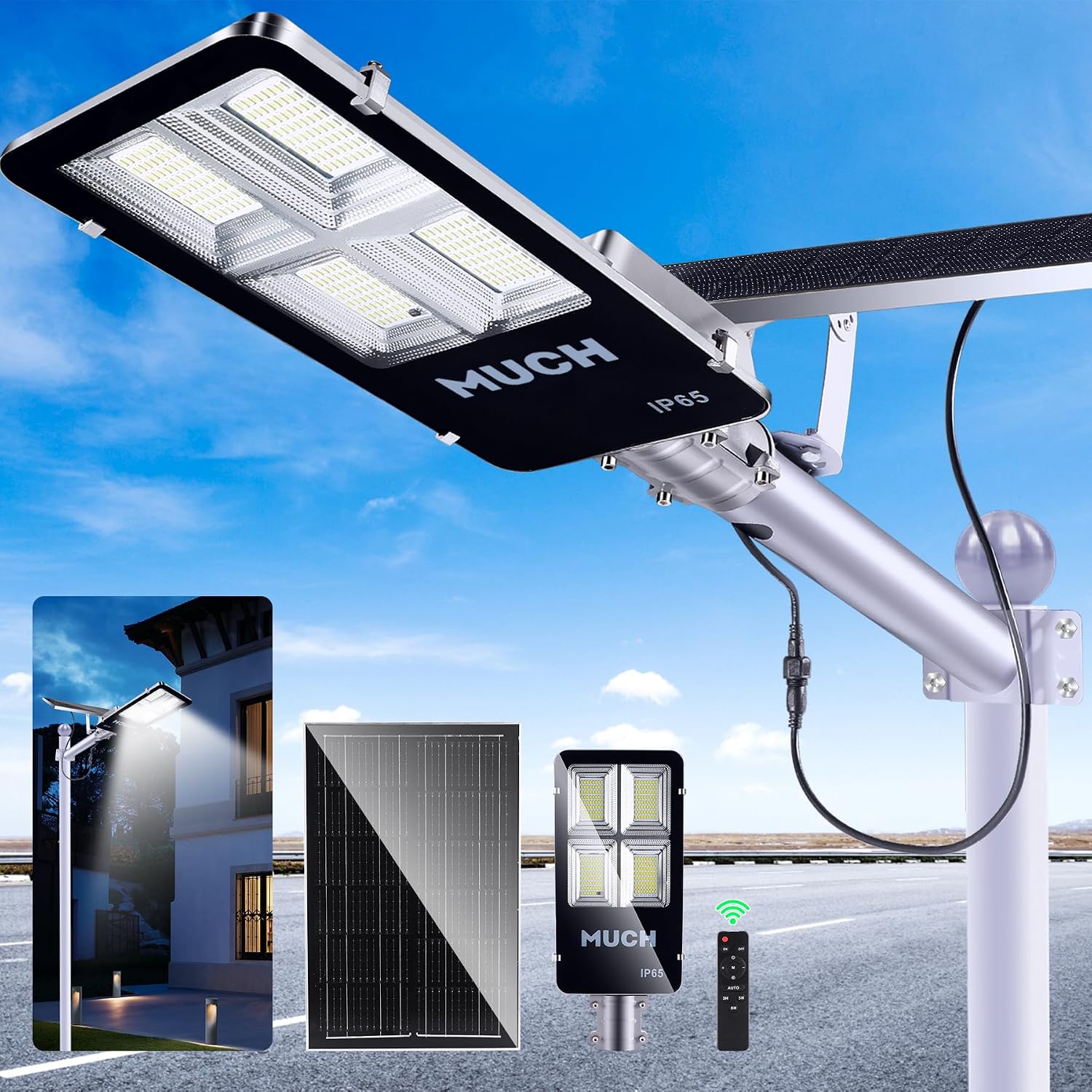 6000W Solar Street Lights Outdoor Waterproof,20000mah Heavy Duty Split Type Solar Street Light Remote Control, Street Lights Solar Powered for Yard