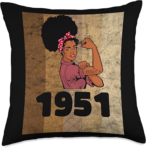 Black Pride Melanin Queen African American Gifts Vintage 1951 Limited Edition 72nd Birthday Afro Girls Women Throw Pillow 18x18 Multicolor