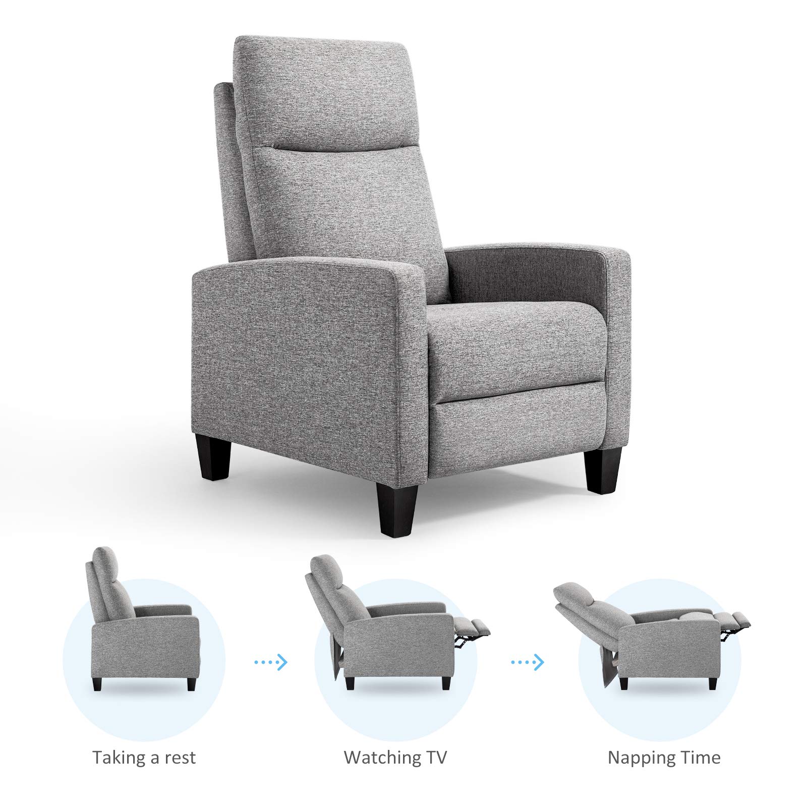 Vonanda Fabric Recliner Chair Adjustable Reading Chair for Living Room