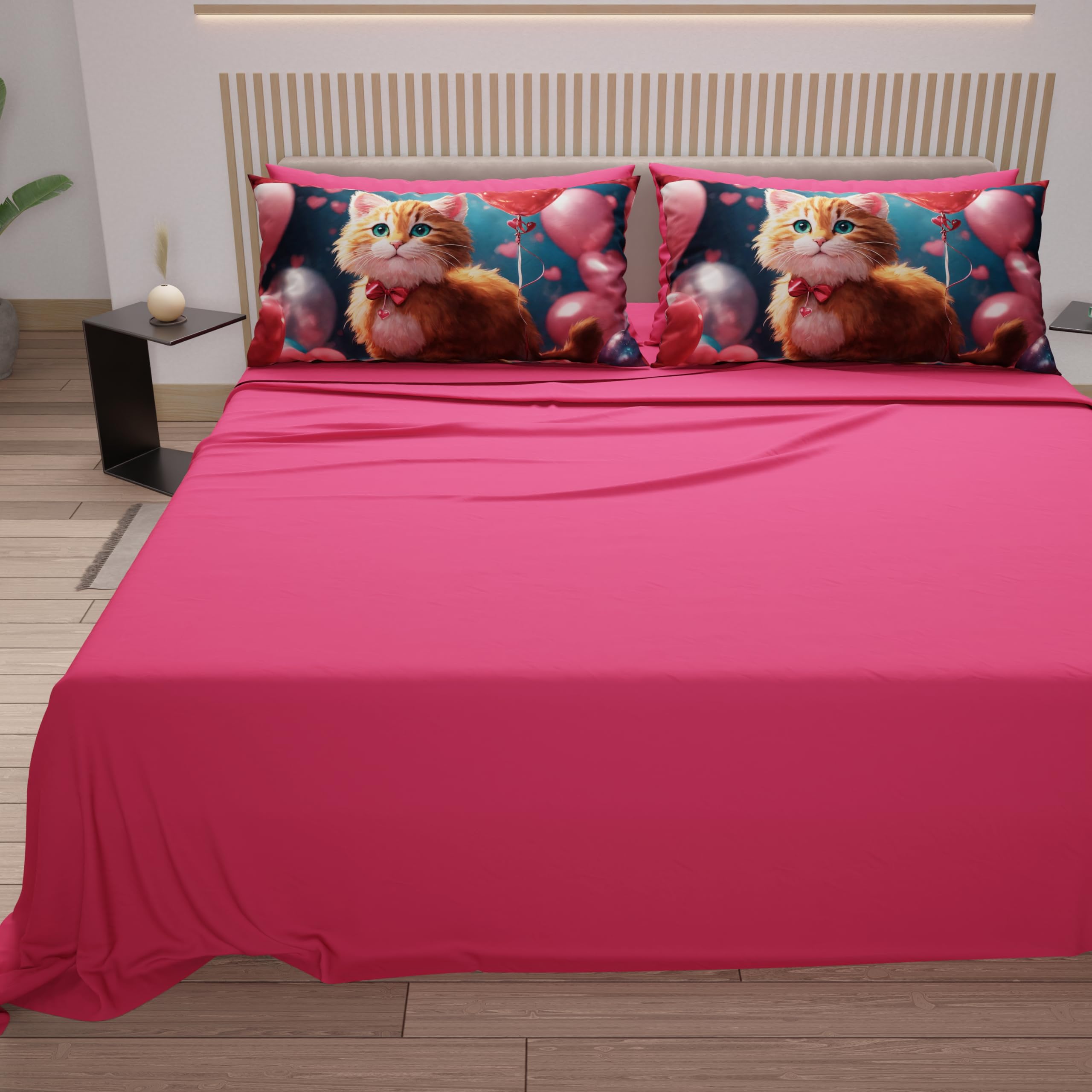 PETTI Artigiani Italiani, Bed Linen Animals with Cats in Cotton with Pillowcases in Digital Print, Pizza and Half Sheet - Image 4