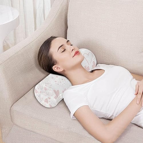 Miniatura 5 de Yuiboo Cute Pink Pattern Heart Shapes Happy Valentine's Day Bolster Pillow Covers Cervical Neck Roll Pillow Cover Under Knee Round Pillow Memory