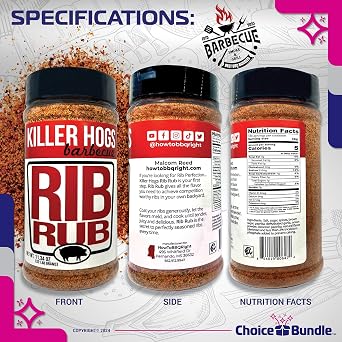 Killer Hogs Rib Rub Premium BBQ Barbecue Spice Seasoning 3 pk (34.02 oz) + Guide & Bottle Opener (5 Items)!