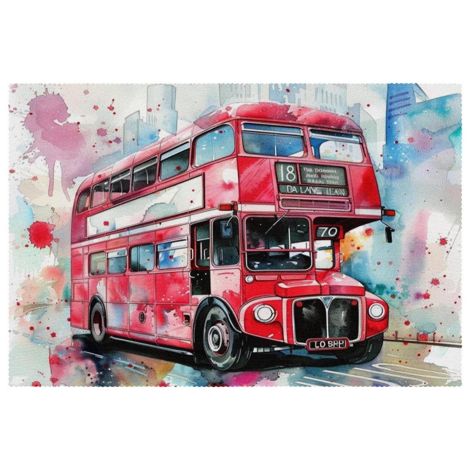 Set de table bus londonien lavable en tissu Oxford résistant pour repas propre lot de 4