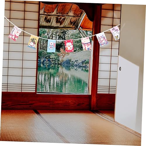 Miniatura 3 de 2 unids banderines maneki banner japonés adorno belén decoración Izakaya banner riqueza fortuna gato chimenea guirnalda gato bandera bandera sushi
