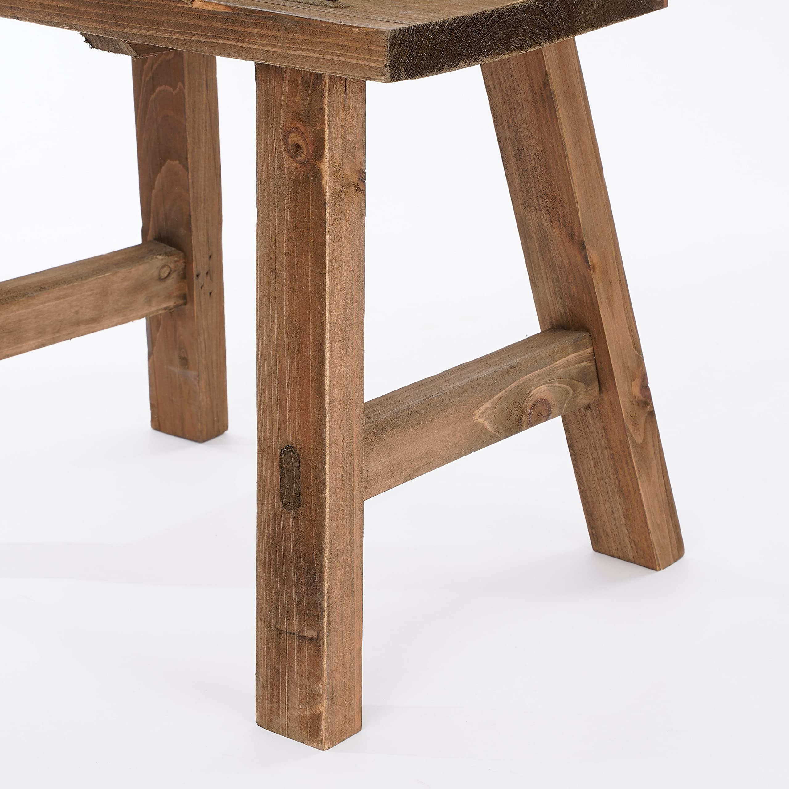 MICA Decorations Bold Petit Tabouret en Bois - L38 x l28,5 x H34 cm - Bois recyclé - Marron