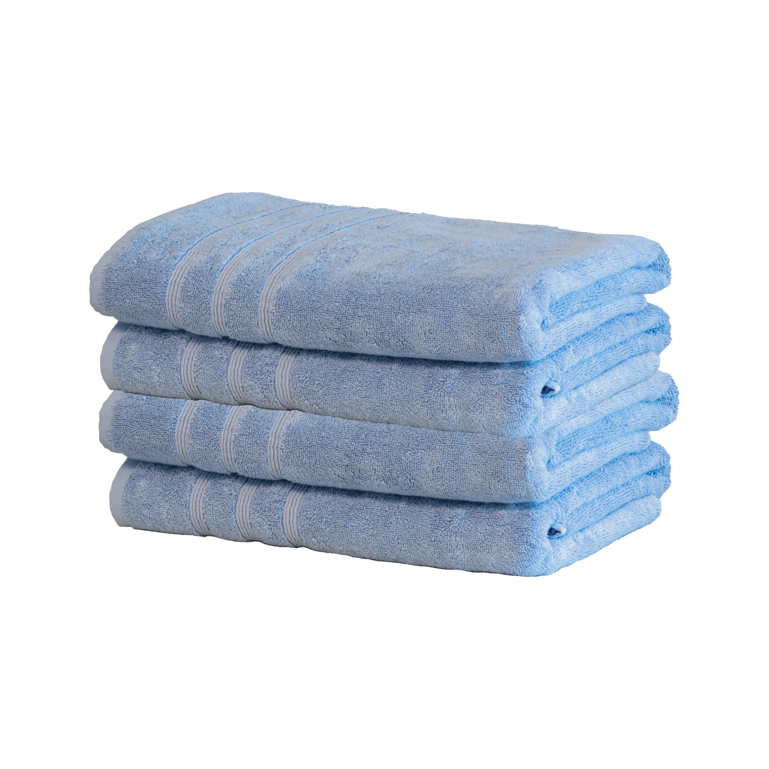 Sponsored Ad - Mosobam Luxury Turkish Set of 4 Bath Towels 30X58 Allure Blue Oversize 700 GSM Bamboo Viscose & Aegean Turkish Combed Cotton