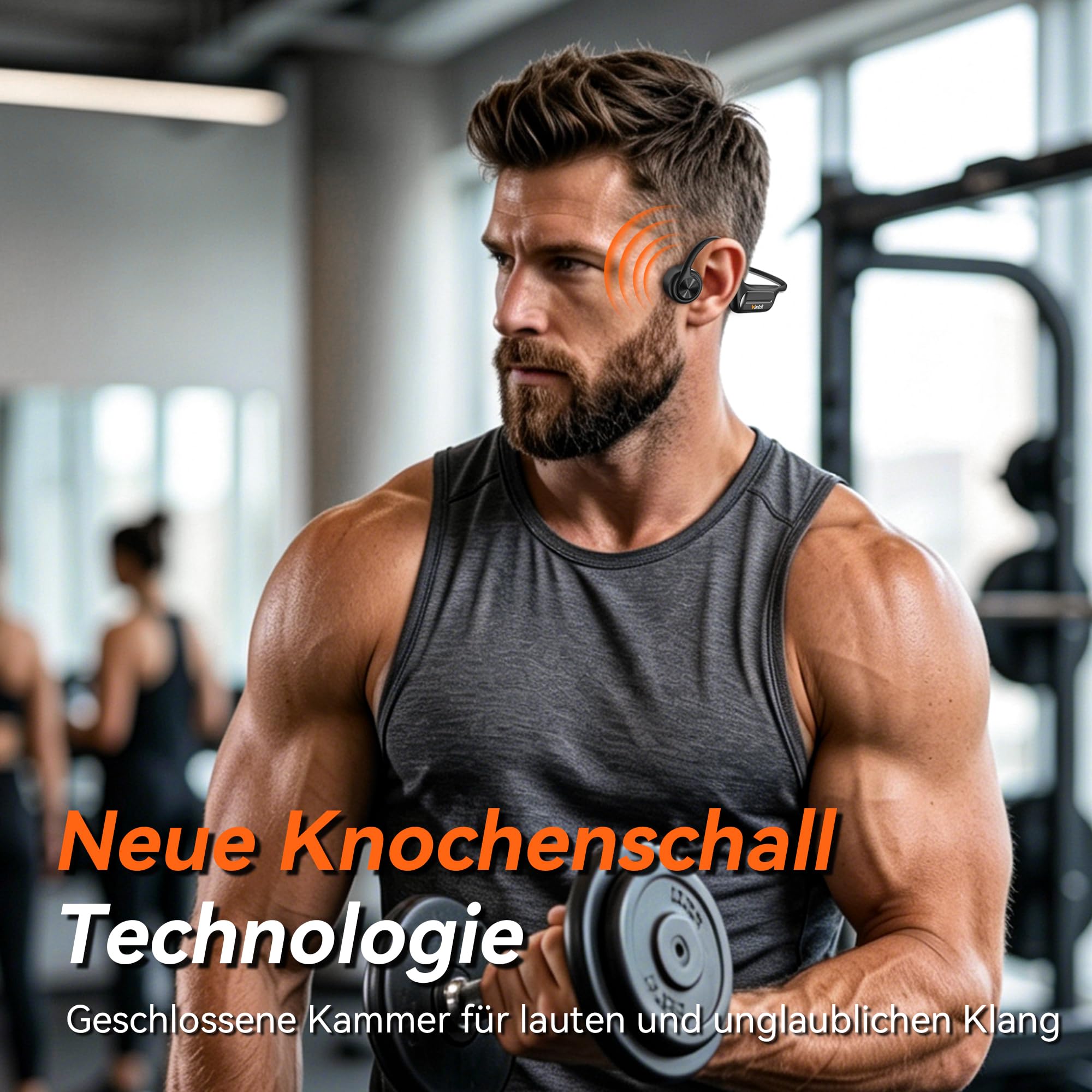 Wantek Knochenschall Kopfhörer Schwimmen IP68 Wasserdicht, Bluetooth 5.3 Open Ear Kopfhörer mit 32GB MP3 Player, Kabellose Sportkopfhörer für Schwimmen, Laufen, Radfahren, 8 Std. Akku