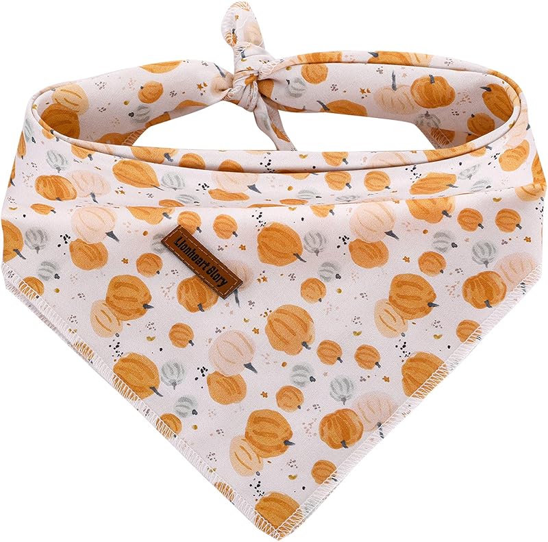 Bandana para Cães em Algodão Macio com Estampa de Abóbora de Halloween Lionheart glory – Pacote com 1