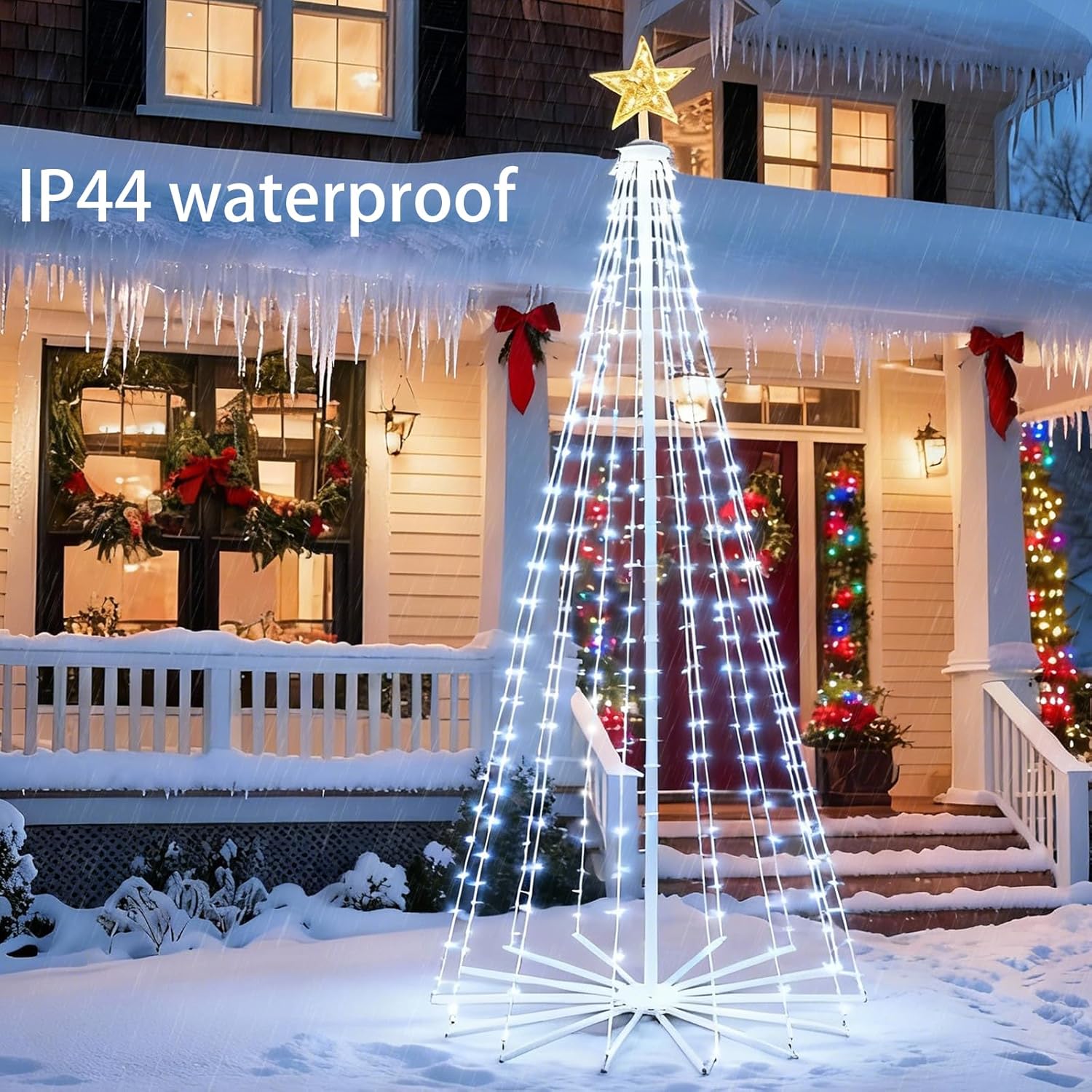 Smart Christmas Cone Tree Lights,8FT 340 LED Music Sync with Remote APP and Local Contorl,Color Changing Christmas Tree with led Lights Show for Indoor Outdoor Decorations - Image 7