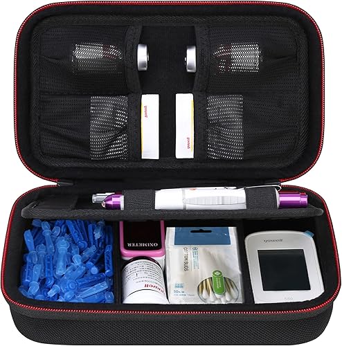 Elonbo Estuche de viaje para suministros para diabéticos, bolsa de almacenamiento portátil para medidor de glucosa, bolígrafo de insulina y estuche